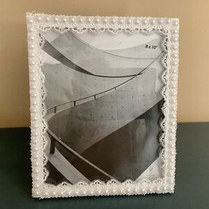8x10 pearl and vintage embroidered lace picture frame